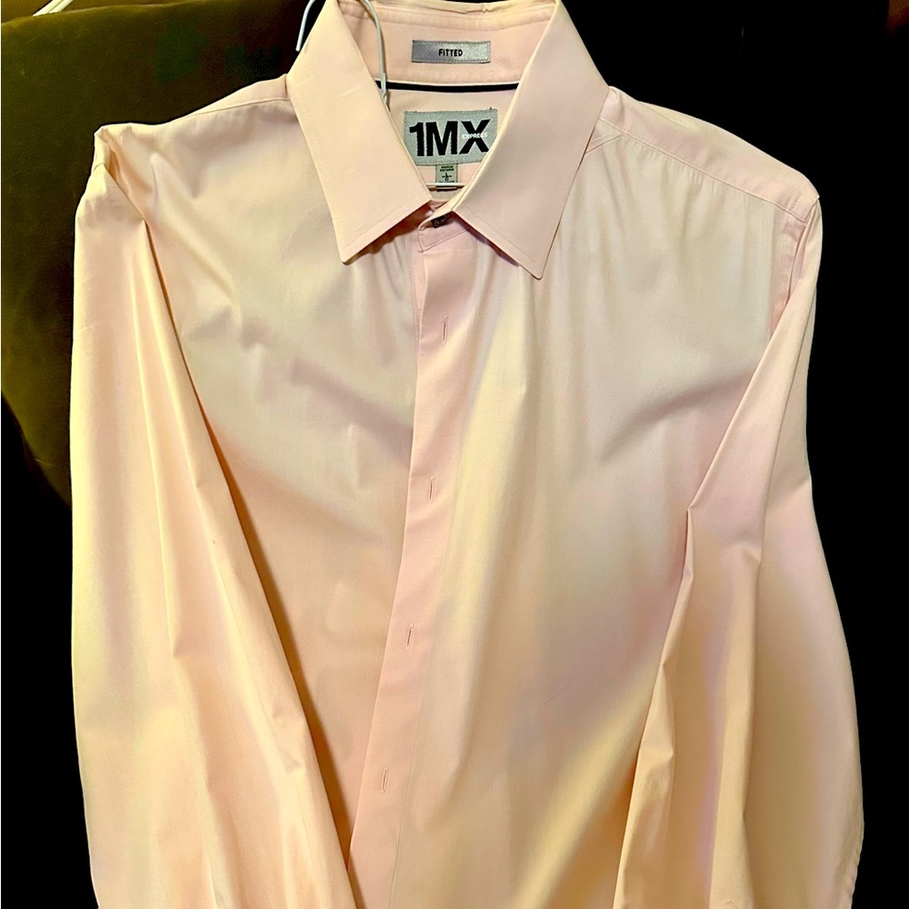 Express 1MX Fitted Long Sleeve Shirt Size Large Neck 16-161/2